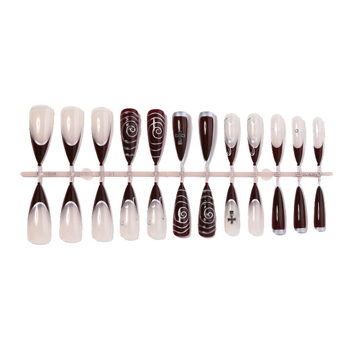 Artistic Stiletto Press-On Nails Set with Elaborate Designs kalsten