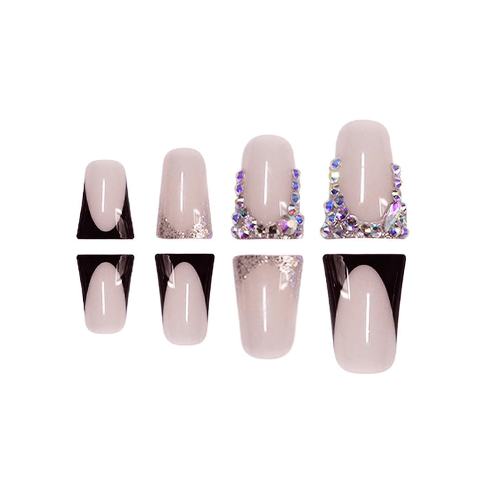 Decorative Press-On Nail Art with Rhinestone Accents Kalsten