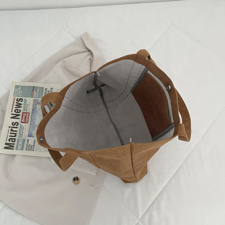 Durable Corduroy Tote Bag with Inner Pockets