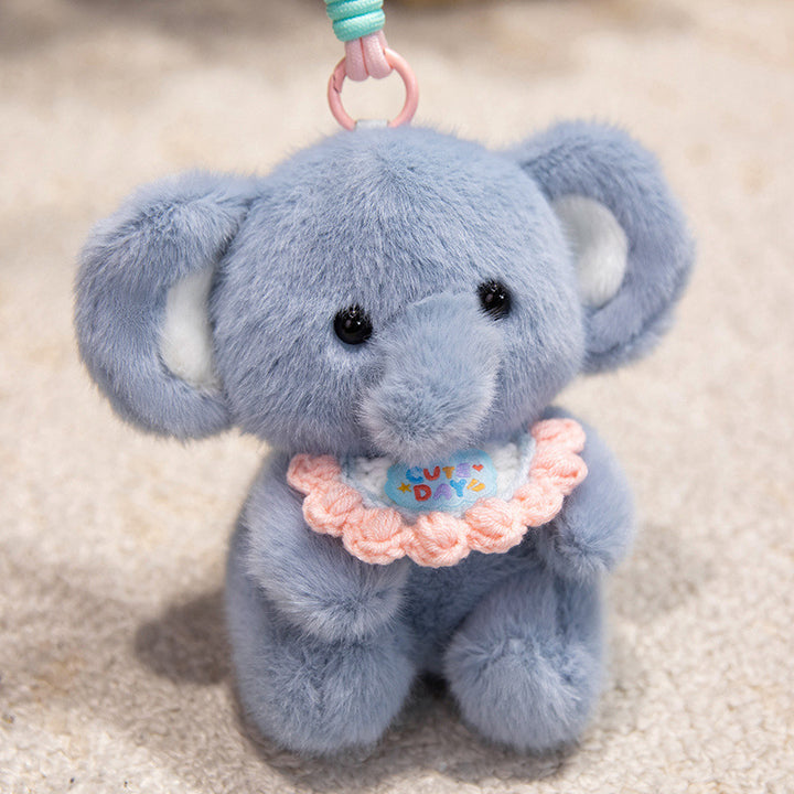 Plush Penguin Decorative Bag Charm with Crochet Bib and Spring-Loop Clip Kalsten