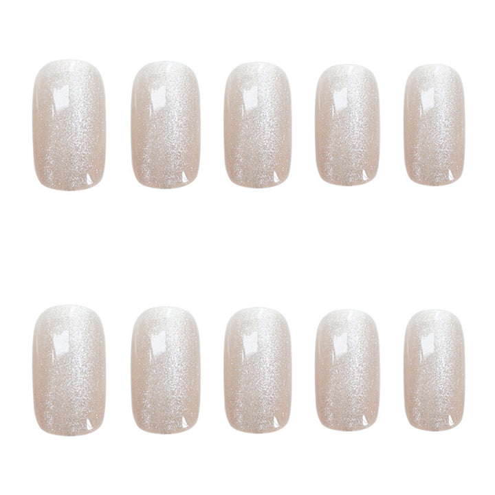 Glittery Natural Finish Press-On Nail Set Kalsten