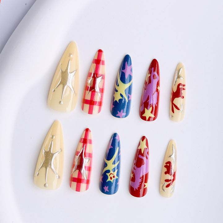 Artistic fake nails with Creative Pop-Art Design Kalsten