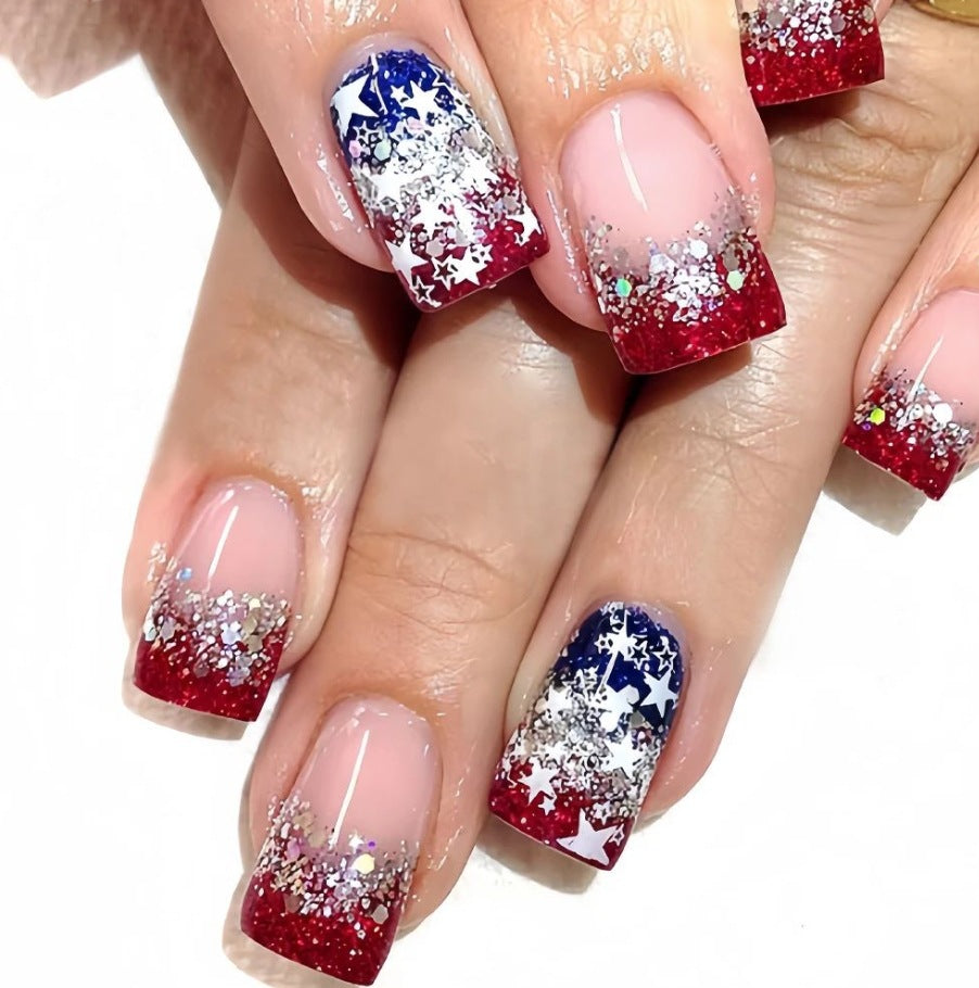 Patriotic Themed Glitter Nail Art Kalsten