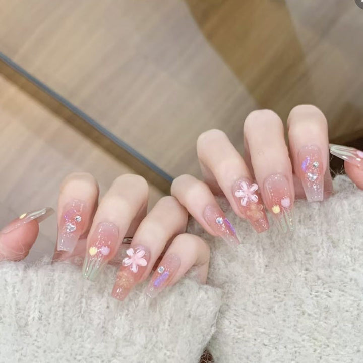 Floral Artistic Press-On Nails Kalsten