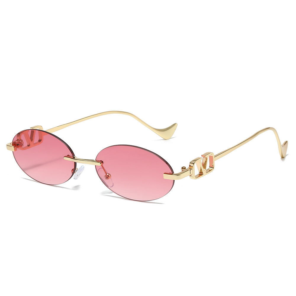 Stylish Oval Frame Sunglasses with Decorative Accents Kalsten