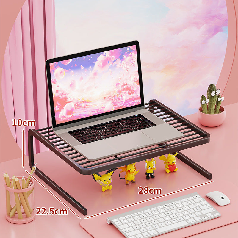 Two Tier Adjustable Metal Laptop and Monitor Riser with Ventilated Slatted Shelves
