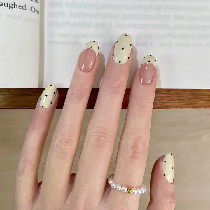 Artistic French Tip Press-On Nails with Dot Design Kalsten