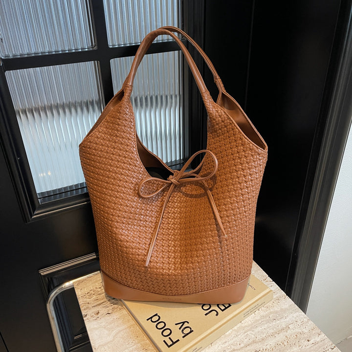 Stylish Woven Bucket Tote Bag