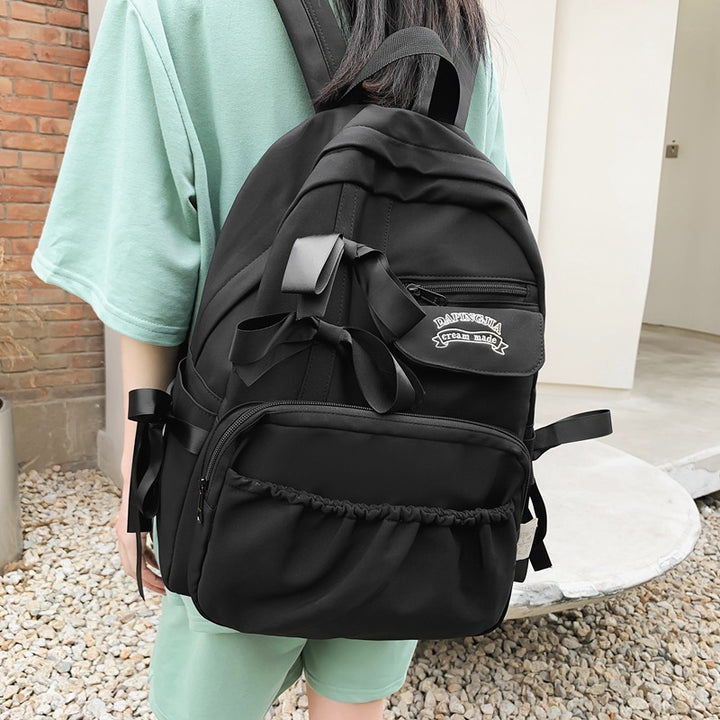 Charming Bow-Appliqué Casual Backpack Kalsten