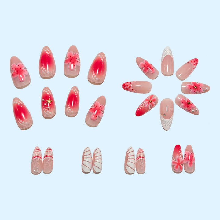 Artificial nails with 3D flower decoration Kalsten