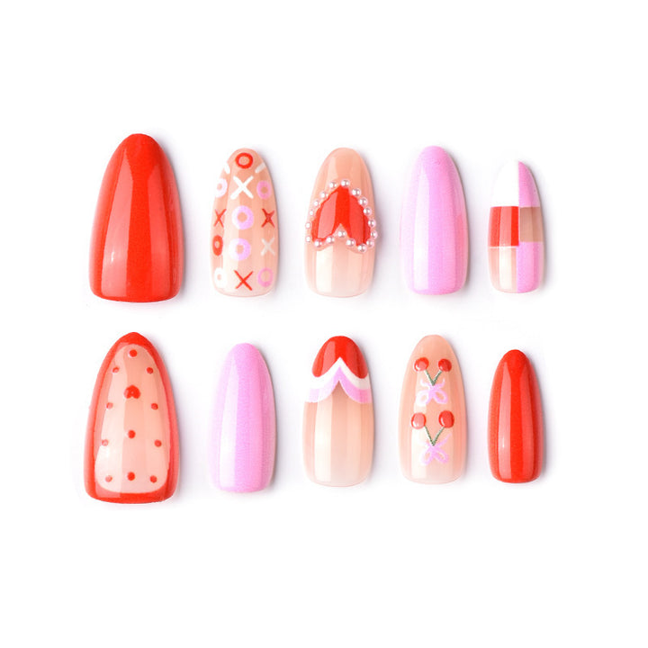 Themed Heart-Inspired Press-On Nail Art Set