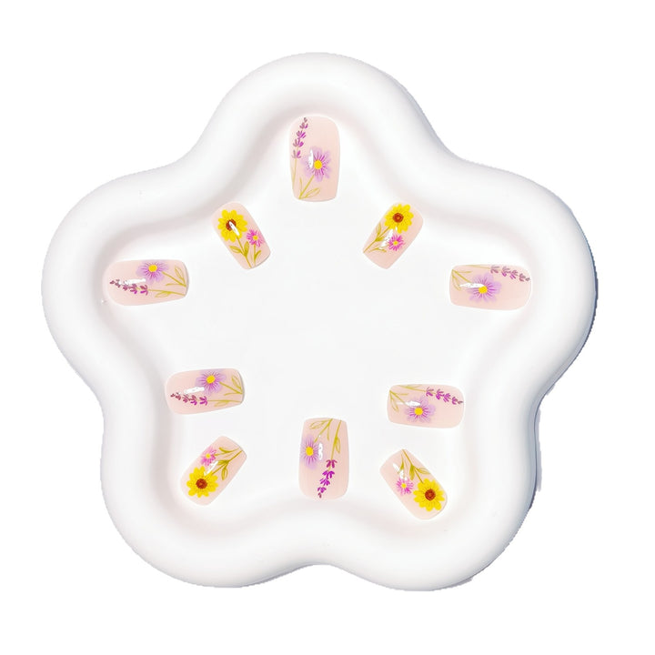 Glittering artificial nails with floral patterns Kalsten