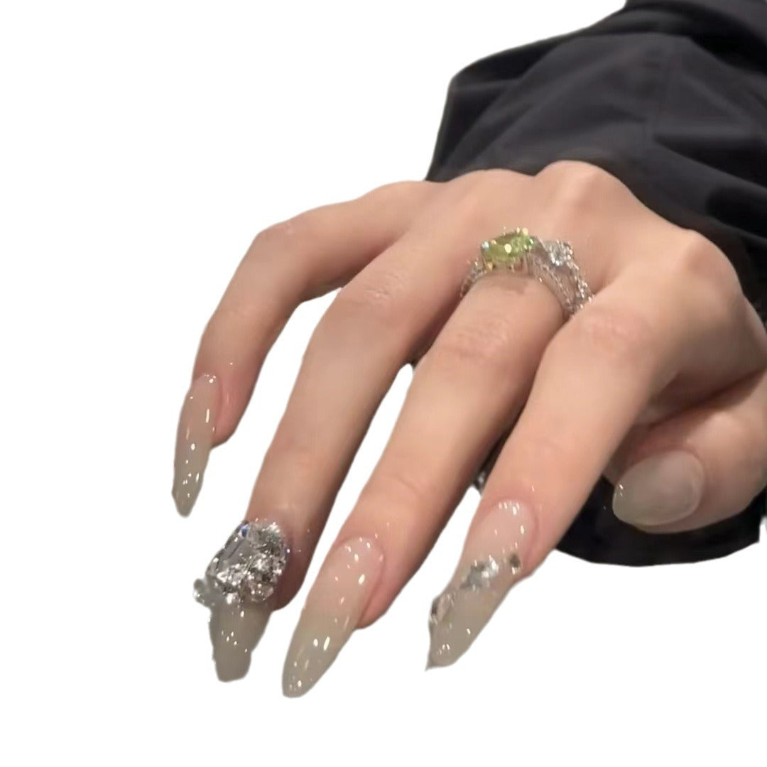 Elegant Stiletto Press-On Nail Set with Rhinestone Accents Kalsten