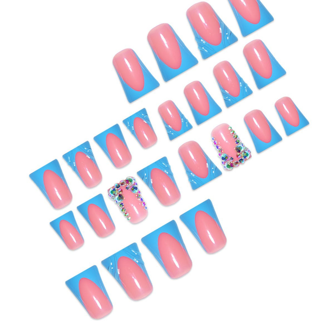 Decorative Press-On Nail Art Extensions with Rhinestone Accents Kalsten