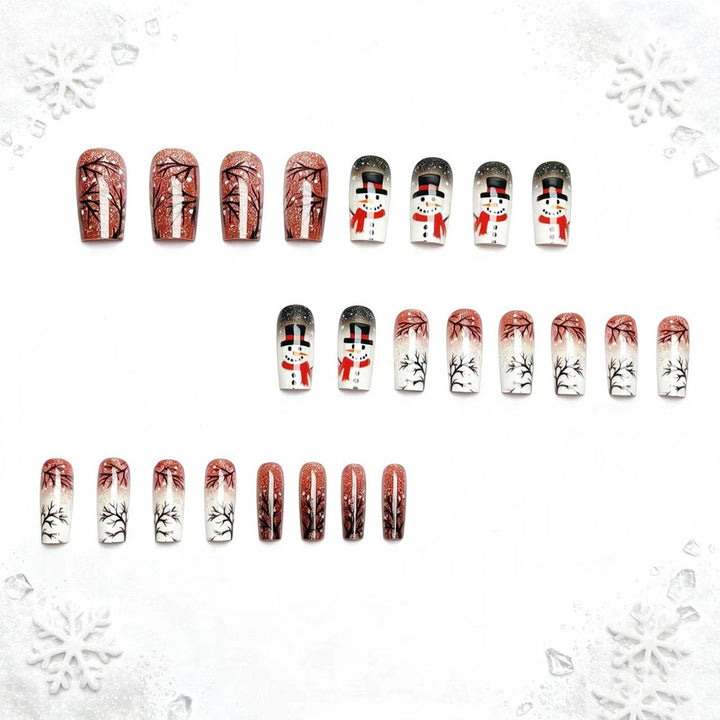 Artificial nails with elegant snowman and winter landscape design Kalsten