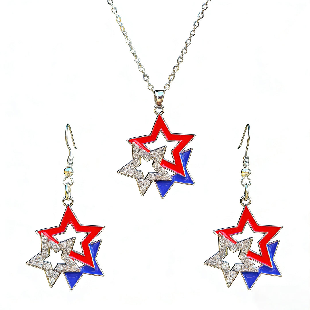 Women's patriotic jewelry set with flip-flop pendant made of enamel and crystal embellishment Kalsten