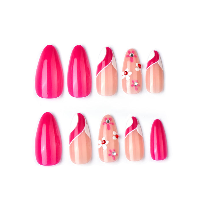 Artistic Press-On Nail Art Set with Floral and Ombre Designs Kalsten