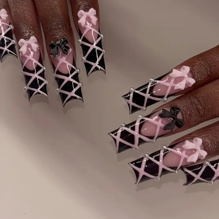 Artistic Bow-Embellished Press-On Nails Kalsten