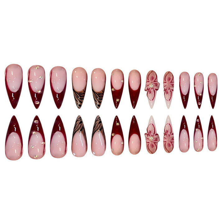 Artistic Floral Stiletto Press-On Nail Art Kalsten