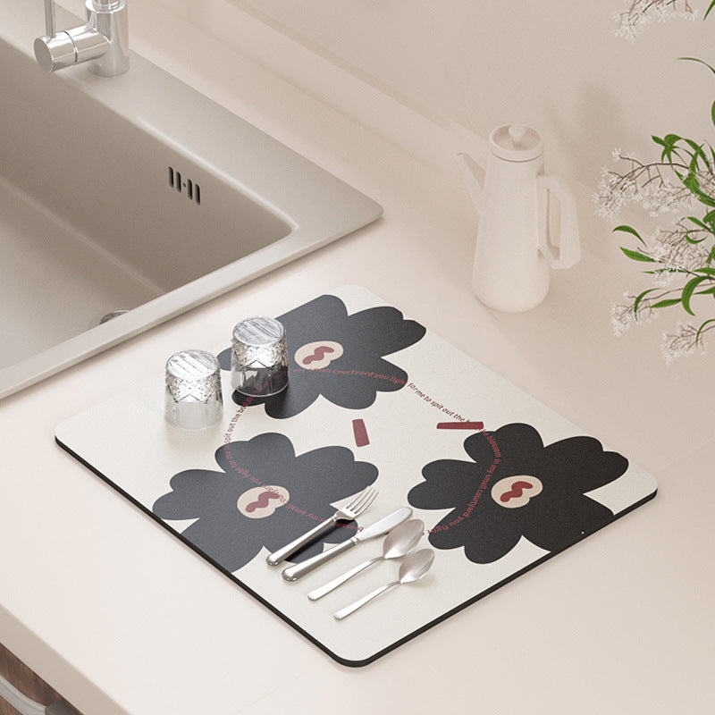 Floral Design Kitchen Drying Mat