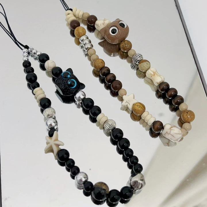 Whimsical Owl-Themed Beaded Keychain Kalsten