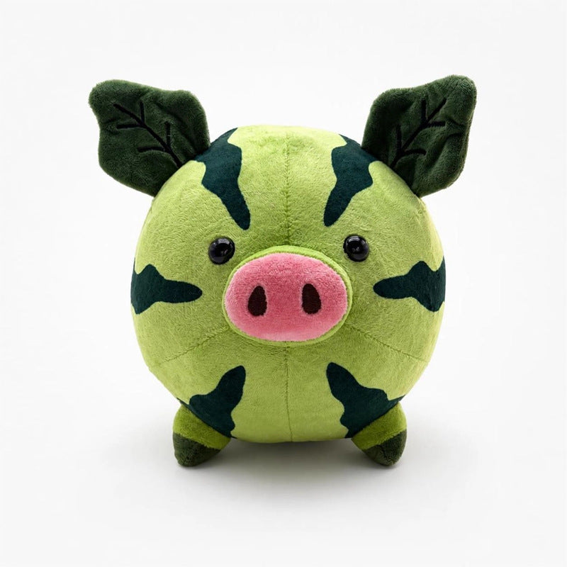 Round Camouflage Pig Plush Collectible Soft Toy with Leaf-Shaped Ears Kalsten