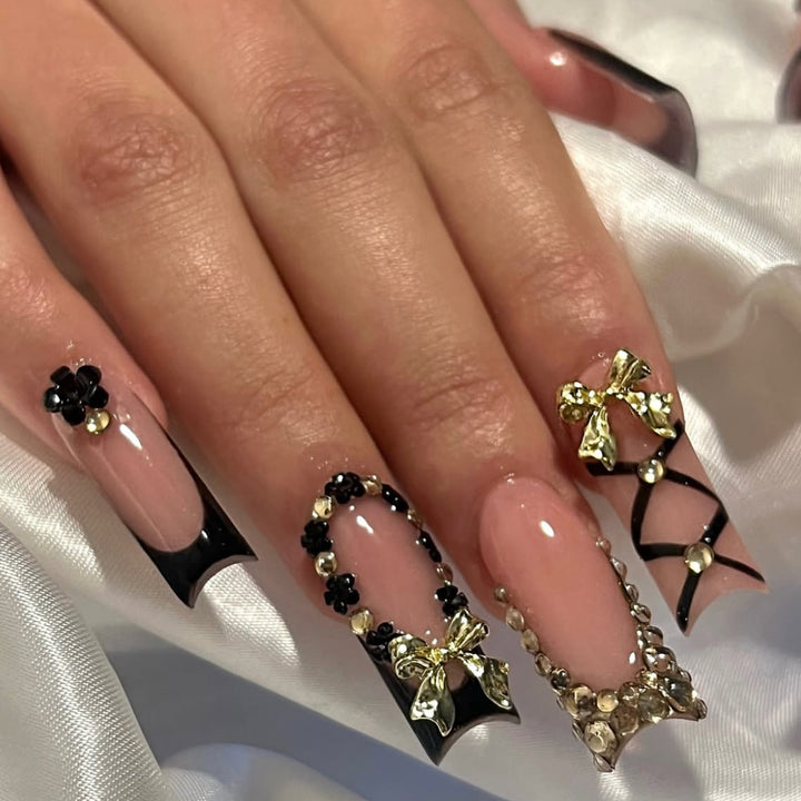 Decorative 3D Bow and Floral Nail Art Extensions Kalsten