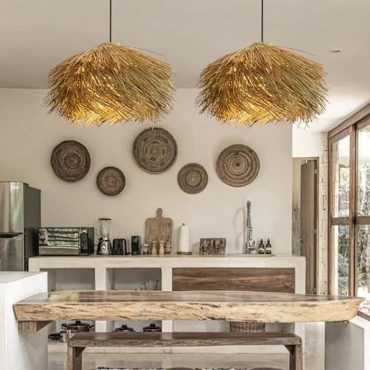 Bohemian-Style Natural Straw Pendant Light
