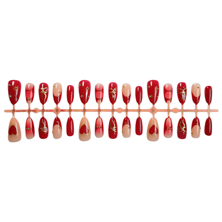 Decorative Press-On Nail Set with Elegant Heart and Floral Designs kalsten