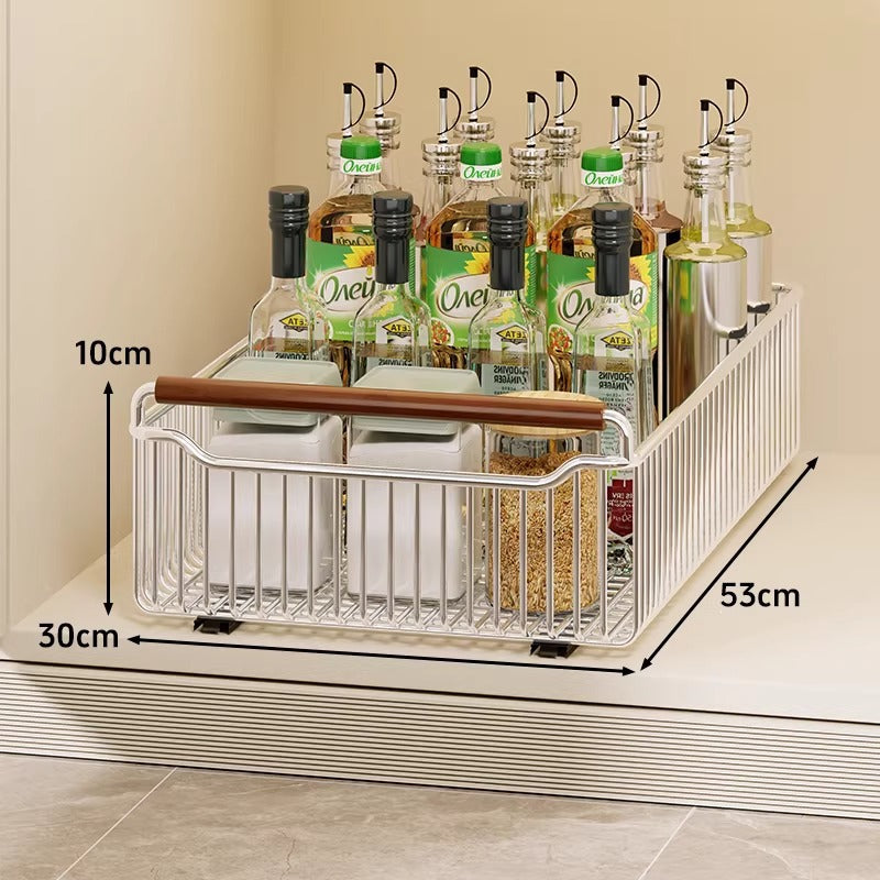 Stackable Metal Grid Pantry Storage Basket with Open Ventilated Frame and Integrated Carry Lip