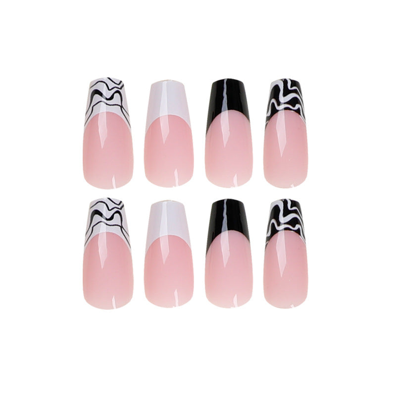 Artful Nail Extensions with Modern Monochrome Design Kalsten