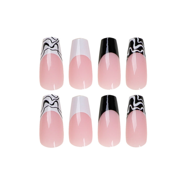 Artful Nail Extensions with Modern Monochrome Design Kalsten