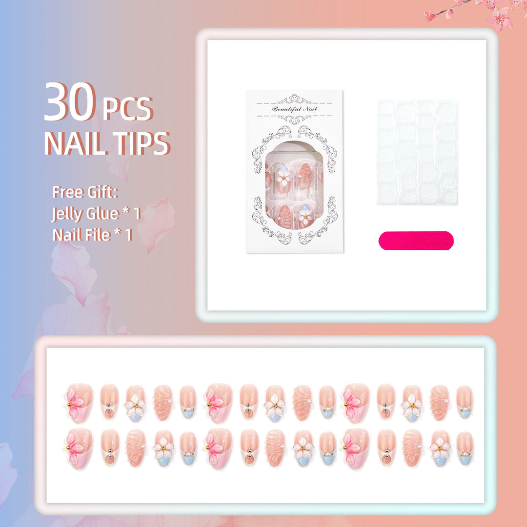 Floral Themed Press-On Nail Art Set