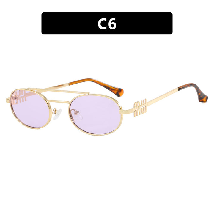 Women's elegant oval sunglasses with luxurious metal frame Kalsten