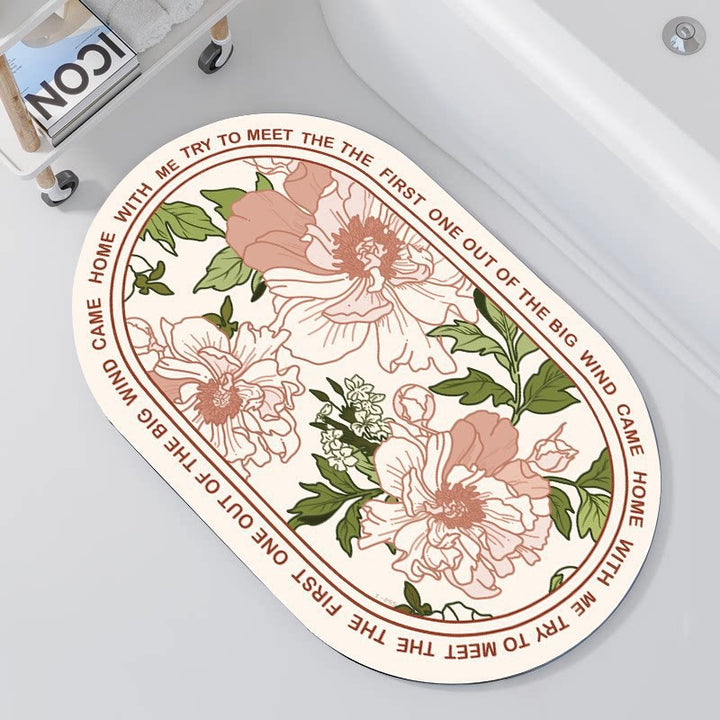 Floral Embellished Memory Foam Bath Mat