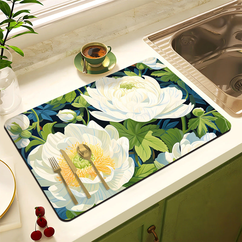 Decorative Floral Kitchen Mat