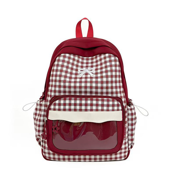 Backpack in Modern Check Pattern with Transparent Viewing Window Kalsten