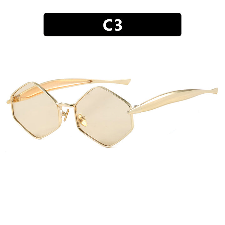 Women's hexagonal sunglasses with elegant metal frame and UV protection Kalsten