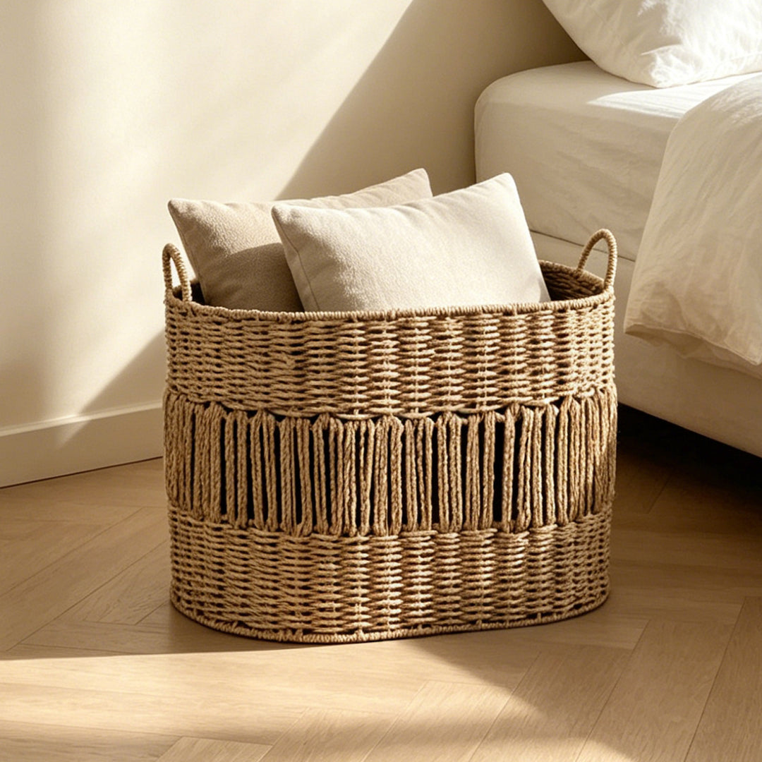 Storage basket with elegant fringe design Kalsten