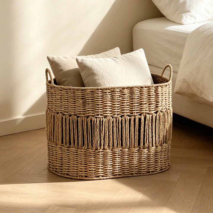 Storage basket with elegant fringe design Kalsten