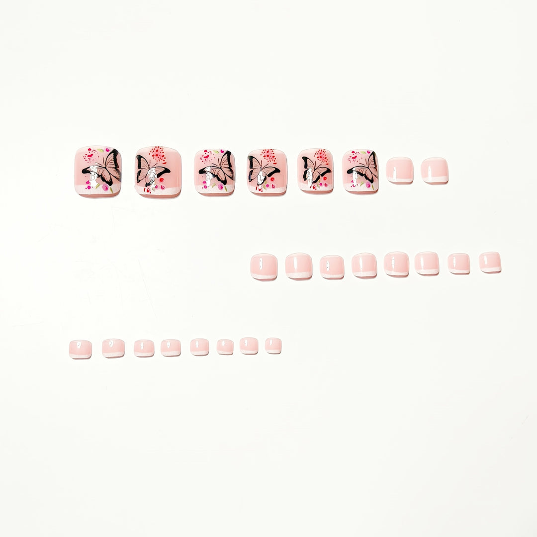 Artificial nails with elegant butterfly and flower design Kalsten