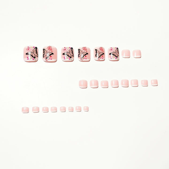 Artificial nails with elegant butterfly and flower design Kalsten