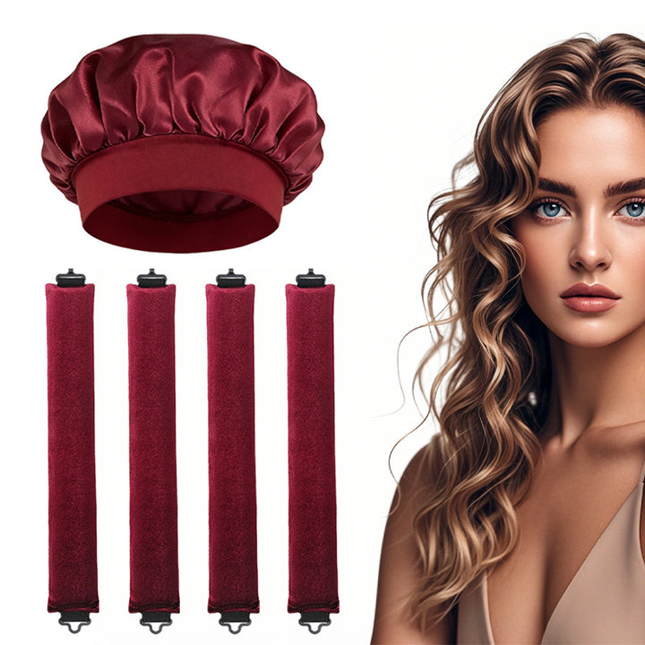 Satin Sleep Cap and Hair Rollers