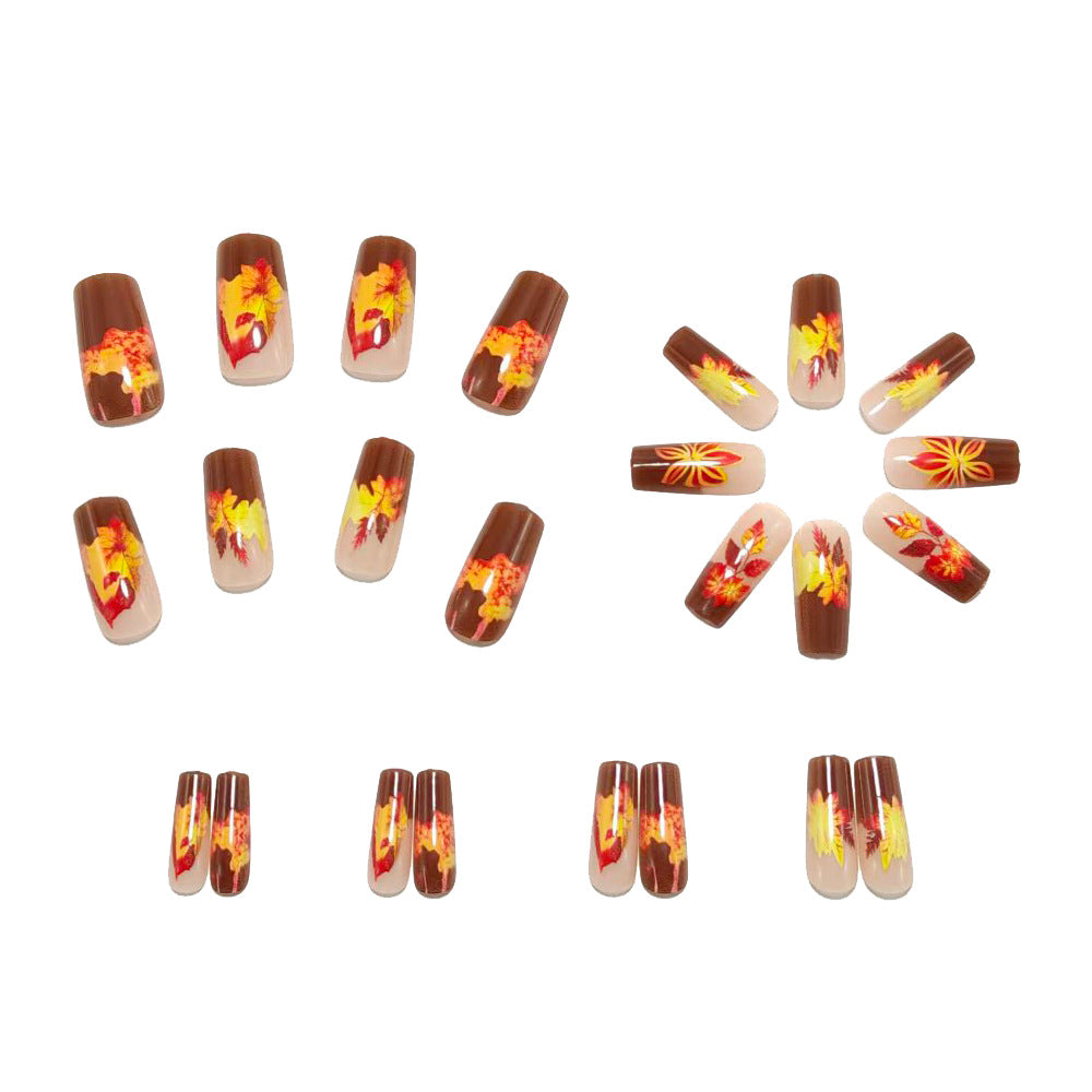 Artificial nails with autumn floral and leaf design Kalsten