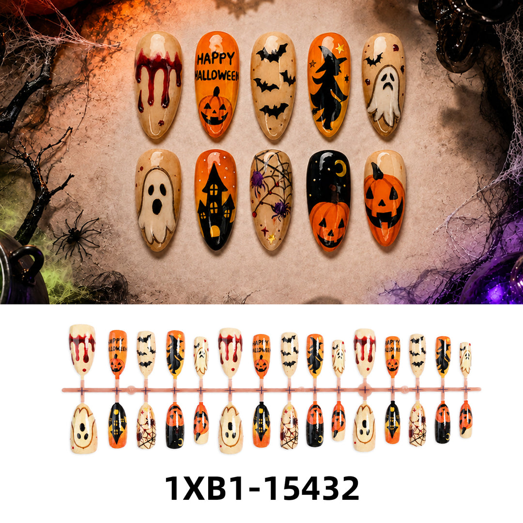 Acrylic nail set with creative Halloween motifs Kalsten