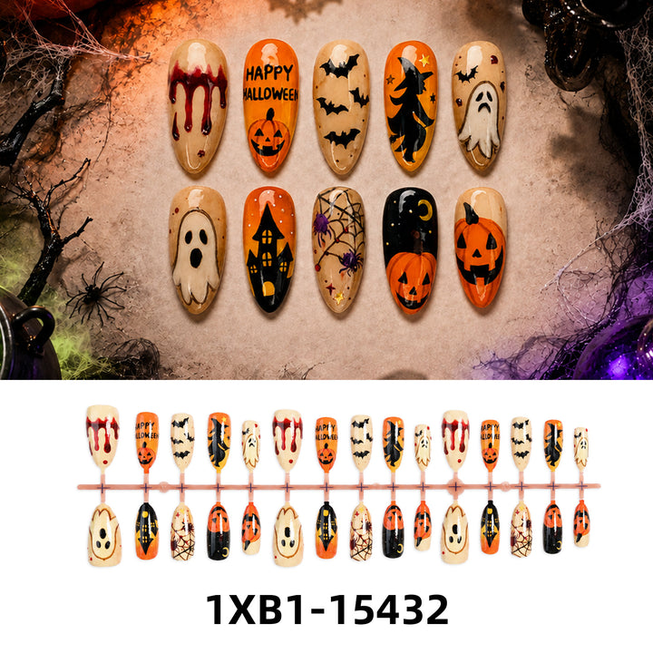 Acrylic nail set with creative Halloween motifs Kalsten