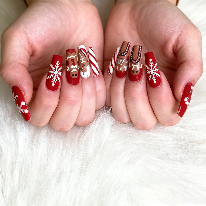 Acrylic nail set for the winter season with original Christmas motifs Kalsten