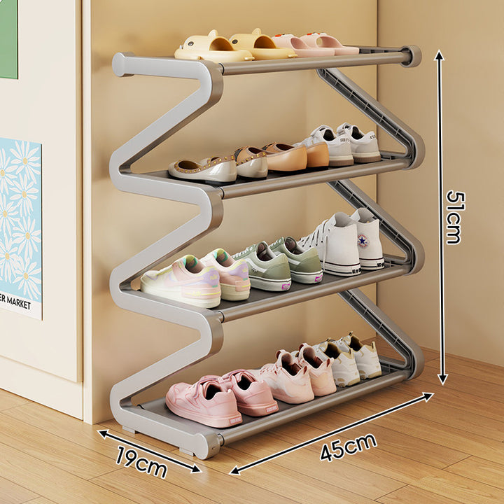 Compact Z-Shaped Multi-Tier Space-Saving Shoe Rack Organizer