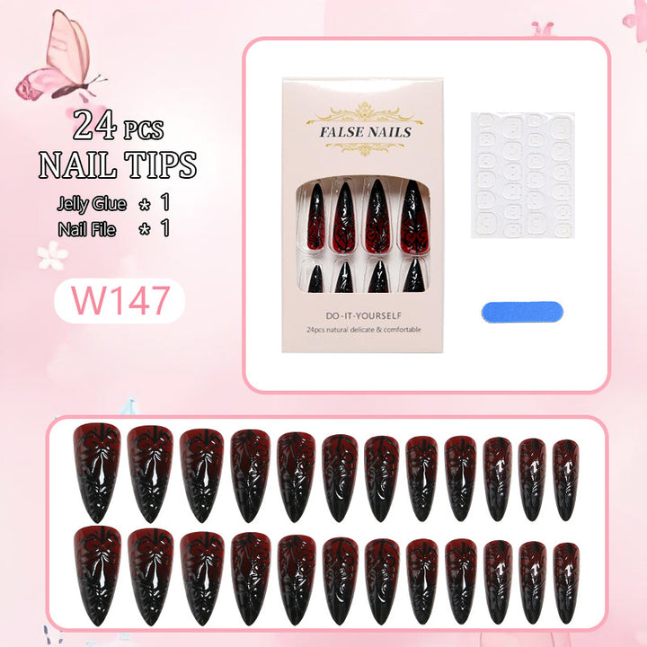 Artificial Nail Set with Elegant Floral Design Kalsten