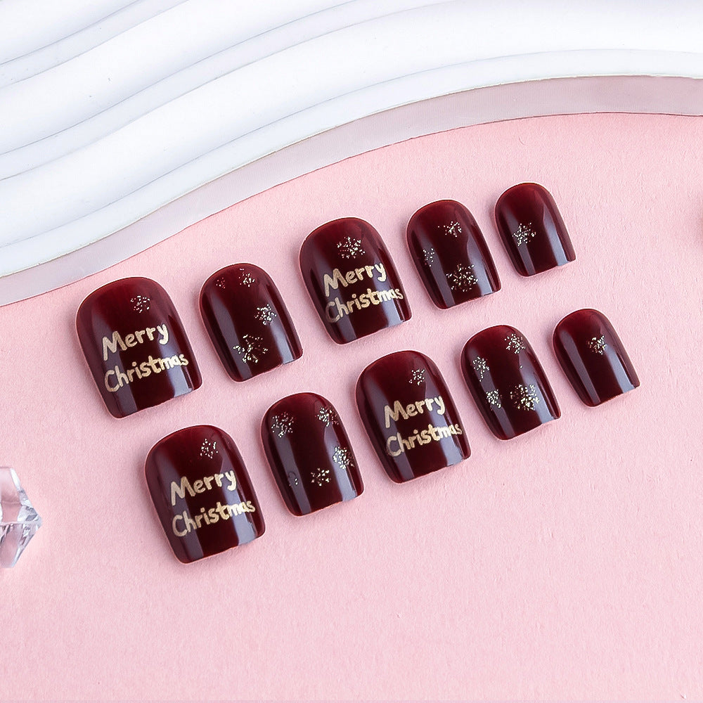 Festive Christmas-Themed Press-On Nail Art Kalsten 1787543209